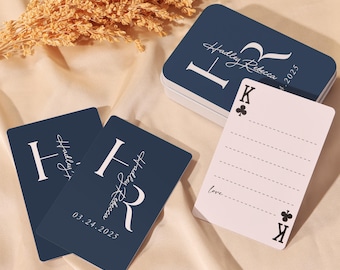 Personalized Monogram Playing Cards, Custom Wedding Guest Book Playing Cards, Minimalist Deck of Cards, Wedding Favor