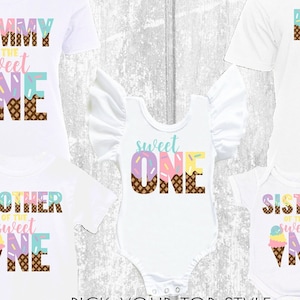 Sweet One Ice Cream Birthday Family Chemises assorties