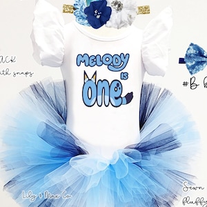 Blue birthday girl tutu outfit, cute blue dog birthday girl one two three four leotard party outfit