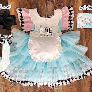Alice In ONEderland dress, Alice Costume, ONEderland Outfit, Alice in onederland smash cake outfit