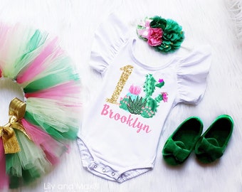 1st Birthday Girls Cactus Outfit, Succulent Birthday Tutu Outfit,Cactus girls leotard,Cactus birthday outfit, Cactus party,Succulent leotard