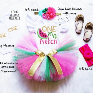 Watermelon Birthday Outfit, Watermelon headband, One in a Melon tutu set, 1st birthday girls outfit set, Watermelon Girls Costume