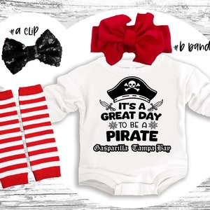 Gasparilla Pirate Baby Outfit: Personalized Romper, Bow Clip & Headband