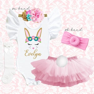Baby Girl Easter Dress, My 1st Easter Outfit, Cotton Bunny, Baby