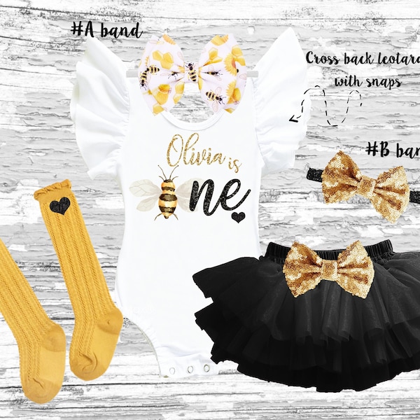 1st birthday girl Outfit, bee birthday Outfit, bee-day girl, bumble bee birthday dress Outfit, bee leotard, bee birthday smash cake outfit