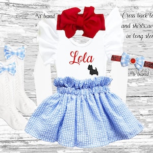 Dorothy girls Costume, Personalized Dorothy LEOTARD, Wizard of Oz Costume, Dorothy romper, Dorothy Baby Halloween Costume Newborn- 8y-10y