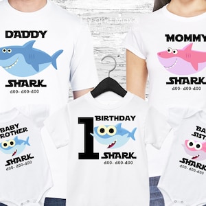 Shark Family Shirts, Baby shark family shirts, Shark birthday boy bodysuit, boy outfit, mommy shark, daddy shark, 1st boy birthday