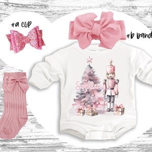 Christmas baby Outfit, PINK nutcracker super soft cozy warm sweatsuit Christmas baby Girl  Retro Christmas outfit,  pink nutcracker Romper