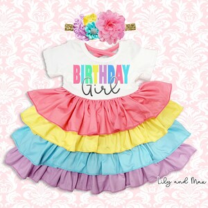 1st Birthday girl Dress, 1st Birthday Rainbow baby girl outfit, rainbow birthday girl kid dress, rainbow birthday dress