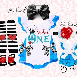 Alice In Wonderland Birthday Outfit Alice In ONEderland romper Alice Costume, OnE Outfit RED Alice in onederland smash cake outfit