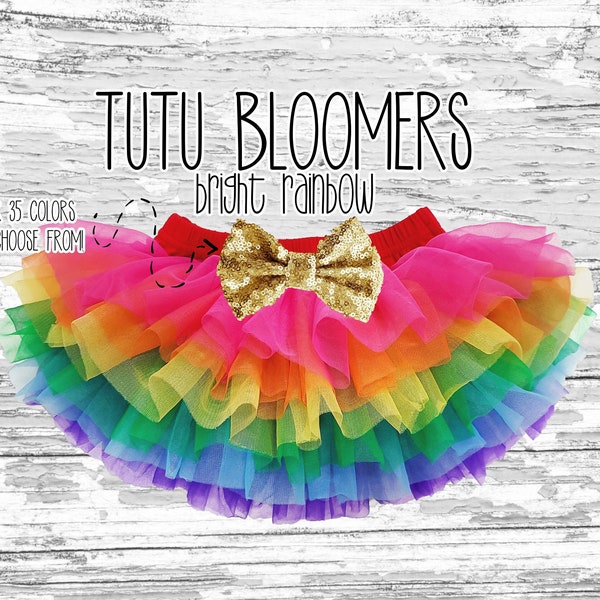 Tutu bloomers Bright Rainbow tutu bloomers rainbow baby tutu baby tutu ruffled bloomers Rainbow bright tutu,baby rainbow tutu,Toddler tutu
