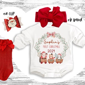 Christmas baby Outfit, 1st Christmas super soft cozy warm sweatsuit Christmas baby Girl  Retro Christmas outfit, Merry Christmas Romper