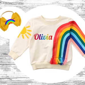 Personalized rainbow sweatshirt, personalized rainbow toddler shirt, baby rainbow sweatshirt, rainbow birthday, melon birthday