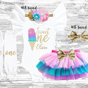 Ice cream birthday girl Outfit, Sweet One ice  cream birthday girl outfit, 1st birthday smash cake outfit, Second birthday girl