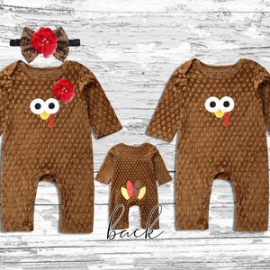 Thanksgiving baby romper Outfit, Personalized baby turkey romper, Thanksgiving twins baby outfit, Personalized baby turkey girl boy outfit