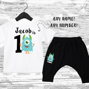 Little Monster boy Outfit, Cute Monster baby boy pant set, Monster baby birthday boy bodysuit, Monster boy outfit,black soft boy pants