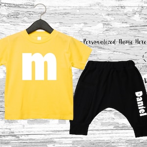 Red M boy Outfit, M candy Outfit, red m shirt , m inspired costume, red m Halloween costume