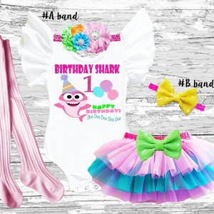 Birthday SHARK Girl Outfit, Shark baby girl tutu set, shark girl birthday, 1st birthday smash cake outfit, shark leotard, shark birthday