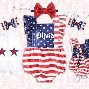 4th of July baby girl romper, 4th of July romper set, Patriotic Romper, 1st 4th of July baby girl, 4th of July costume,Patriotic girl outfit