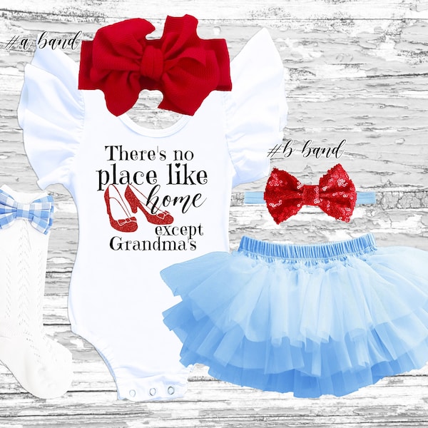 Dorothy baby kids outfit There's no place like home except Grandma's Wizard of Oz Costume Dorothy toddler dress Kids Halloween Costume