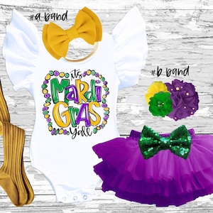 Mardi Gras girls outfit Mardi Gras girls boho rainbow tutu bloomer outfit, Mardi Gras  smash cake outfit, flutter sleeve leotard