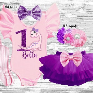 Dinosaur Girl Outfit, Dinosaur girl tutu set, Dinosaur birthday, 1st birthday smash cake outfit, Dinosaur leotard, Dinosaur girl birthday