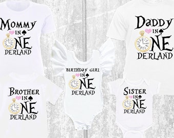 Camisetas familiares a juego de cumpleaños de Alice Onederland