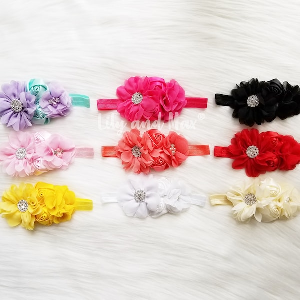 Flower baby headband, Flower girl headbands, baby girl shower gift, Baby flower headbands, baby birthday headband, Mermaid headband