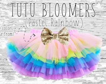 Tutu bloomers, Rainbow tutu bloomers, rainbow baby tutu, baby tutu, ruffled bloomers, Rainbow pastel tutu, baby rainbow tutu,Toddler tutu