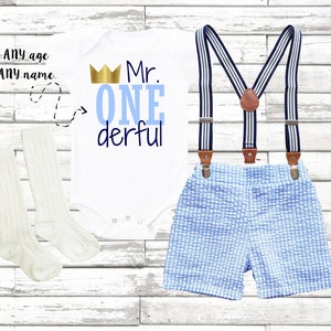 1ST birthday BOY Outfit, mr ONEderful 1st birthday boy suspender short set, boy birthday bodysuit,mr. onederful boy short outfit