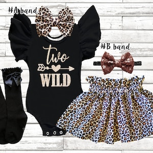 Two Wild Birthday Outfit: Leopard Skirt Set with Headband