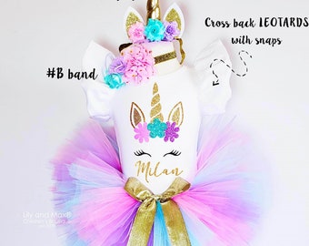 Unicorn Birthday Outfit, Unicorn headband, Unicorn rainbow tutu set, Rainbow unicorn birthday outfit set, Rainbow Unicorn Girls Costume