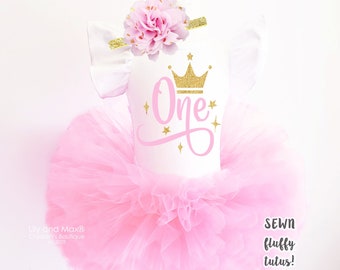 1st Birthday girls Outfit, pink blush Tutu Outfit, one crown birthday leotard, 1st birthday outfit, pink gold birthday, 1st birthday girls