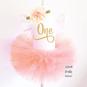 1st Birthday girls Outfit, peach blush Tutu Outfit, one gold birthday leotard, 1st birthday outfit, peach gold birthday, 1st birthday girls