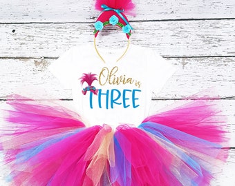 PICK your age Birthday Tutu Outfit, 3rd Birthday, 2nd birthday, 1st birthday, fourth birthday,  5th birthday girl tutu set