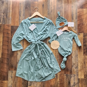 Deluxe Bamboo Baby knotted gowns | Maternity Nursing Hospital Robes  | Soft Bamboo baby take home boy girl gown Baby Shower Gifts