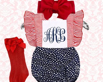 4th of July Baby Romper Set: Patriotic Ruffle Outfit