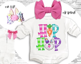 Easter baby Outfit, HIP HOP super soft cozy warm sweatsuit Eater bunny baby girl outfit Easter baby Romper