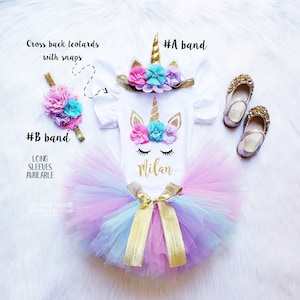 Unicorn Birthday Outfit, Unicorn headband, Unicorn rainbow tutu set, 1st birthday unicorn outfit set, Rainbow Unicorn Girls Costume