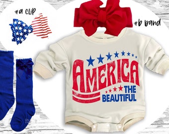 4th of July Baby Outfit: Toddler Patriotic bubble romper sweatsuit
