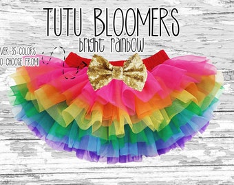 Rainbow Tutu Bloomers: Ruffled Baby Skirt