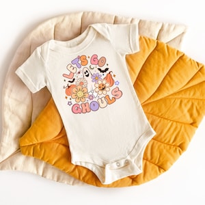 Halloween retro vibes baby bodysuit, let's go ghouls shirt, groovy baby, Halloween retro hippie bodysuit, boho baby