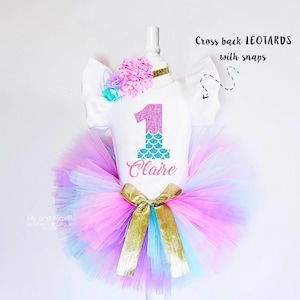 Mermaid 1st Birthday Outfit,Mermaid girls Tutu Outfit, mermaid flutter sleeve leotard, Mermaid smash cake outfit, 1st birthday girls