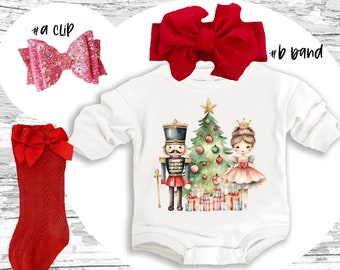 Christmas baby Outfit, RED nutcracker super soft cozy warm sweatsuit Christmas baby Girl  Retro Christmas outfit,  pink nutcracker Romper