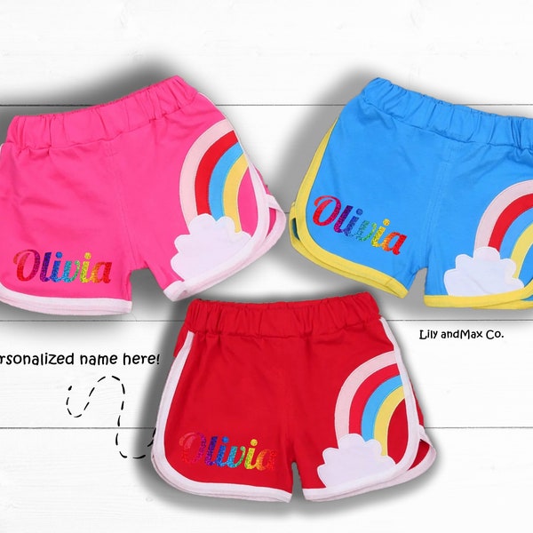 Personalized rainbow shorts, personalized rainbow toddler short, baby rainbow short, rainbow birthday, melon birthday  shorts