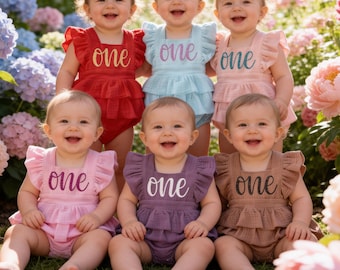 Boho 1st Birthday Romper: Ruffle Back, Adjustable Straps