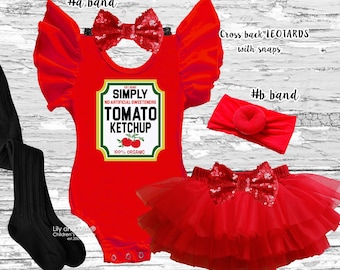 Simply tomato ketchup girl Outfit, ketchup Outfit, ketchup Dress ketchup leotard, tomato ketchup inspired costume, ketchup Halloween costume