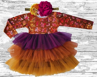 IN STOCK- Thanksgiving girl dress, floral boho Thanksgiving dress, Thanksgiving fall girl dress, boho floral toddler dress,floral baby dress