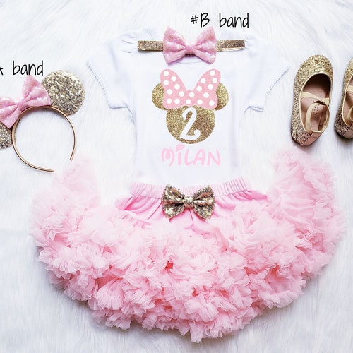 Personalized Pink and Gold Minnie Mouse Outfit 1st Birthday Etsy