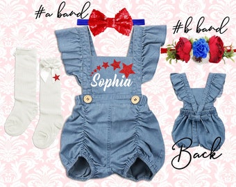 4th of July baby girl romper, 4th of July romper set, Patriotic Romper, 1st 4th of July baby girl, 4th of July costume,Patriotic girl outfit